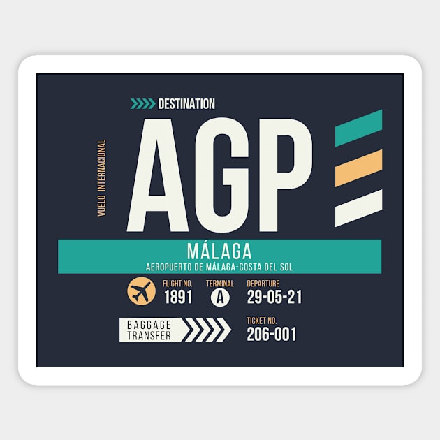 Malaga (AGP) Airport Code Baggage Tag Magnet by SLAG_Creative